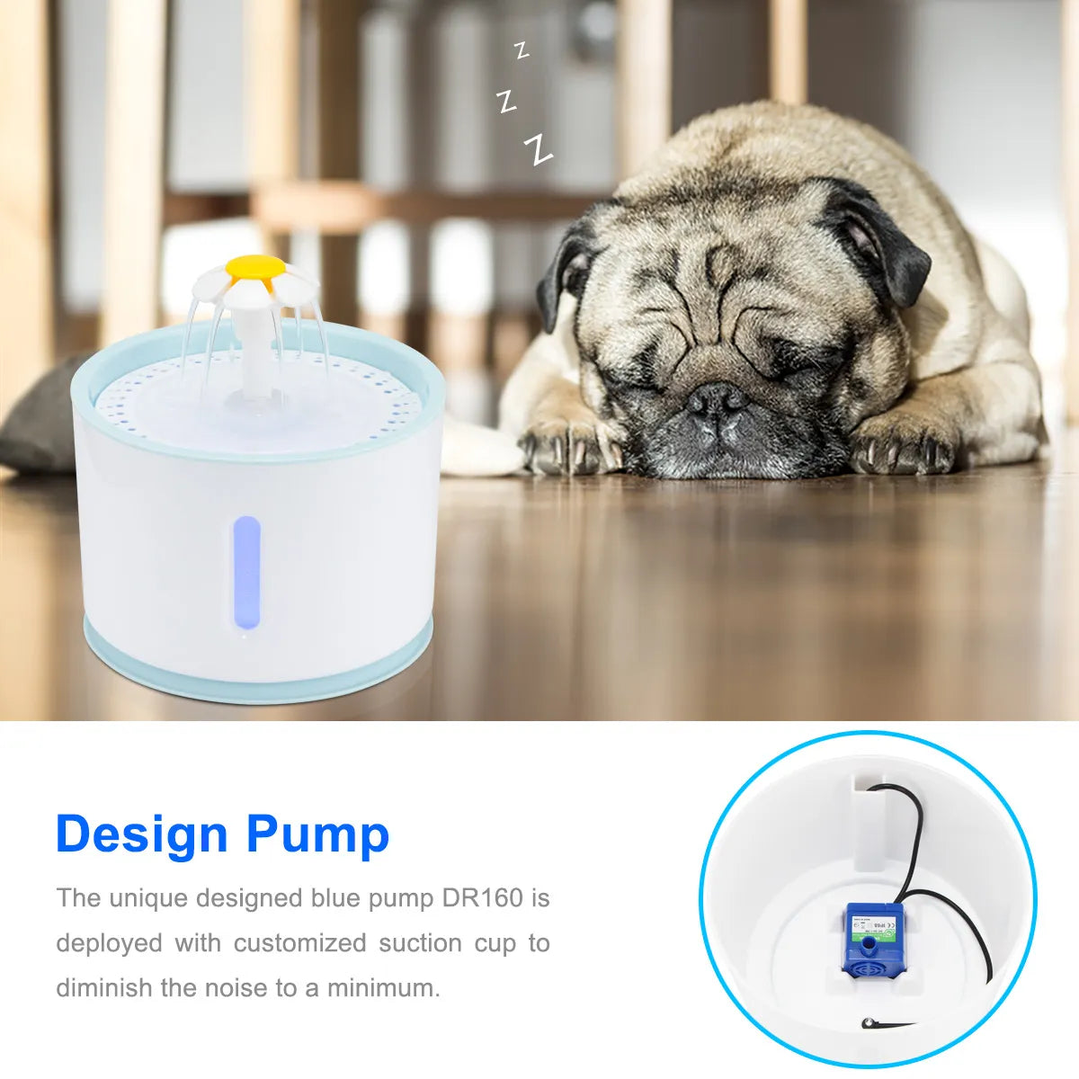 2.4L Automatic Pet Cat Water Fountain With LED