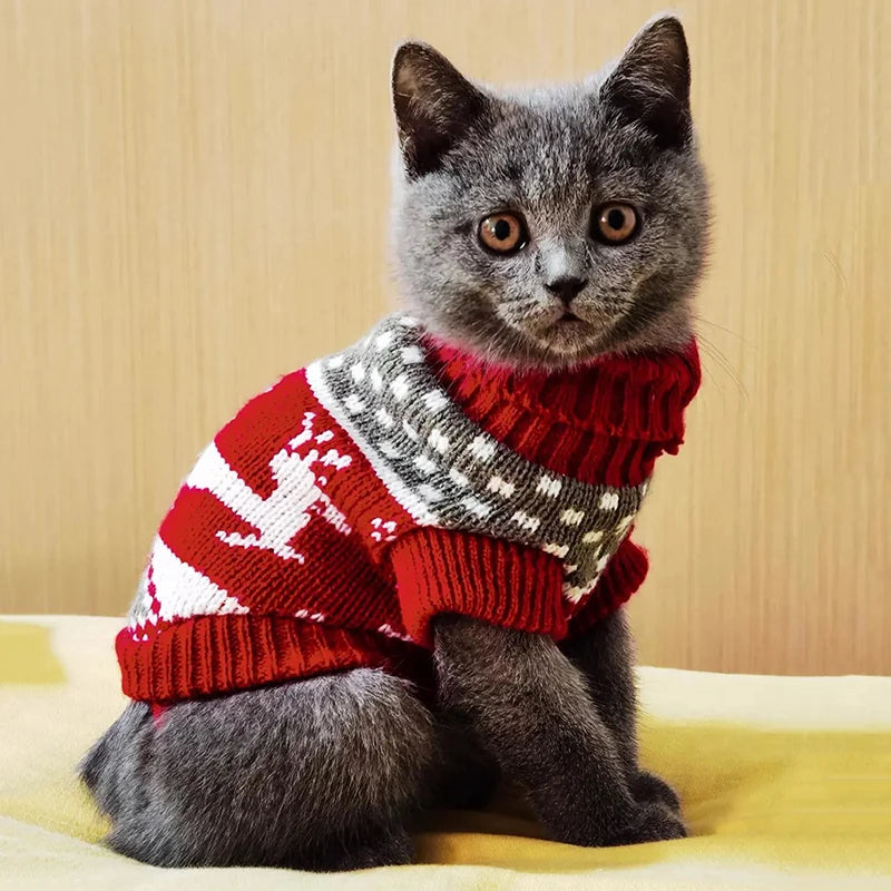 Cute Cat Sweater Costume Winter Warm Pet Clothes