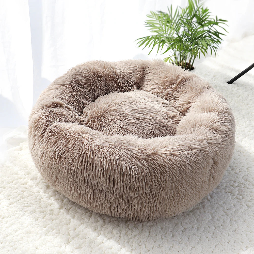 Long Plush Cat Bed House Soft Round Cat Bed Winter Pet & Dog